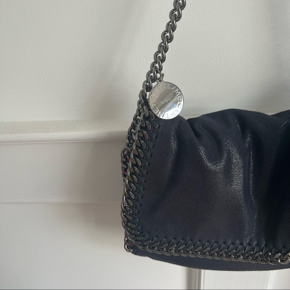Stella McCartney Blue Vegetarian Suede Chain-Link Shoulder Bag - Picture 5 of 9